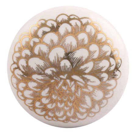 Golden Carnation Flower Flat Ceramic Wine Stopper (Pack Of One Piece)